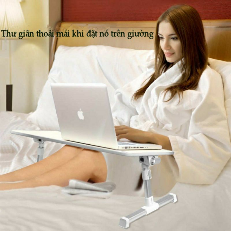 Bàn Laptop có đế tản nhiệt đa năng tùy chỉnh góc độ Bàn học bệt gấp gọn chất liệu gỗ MDF dành cho học sinh, sinh viên