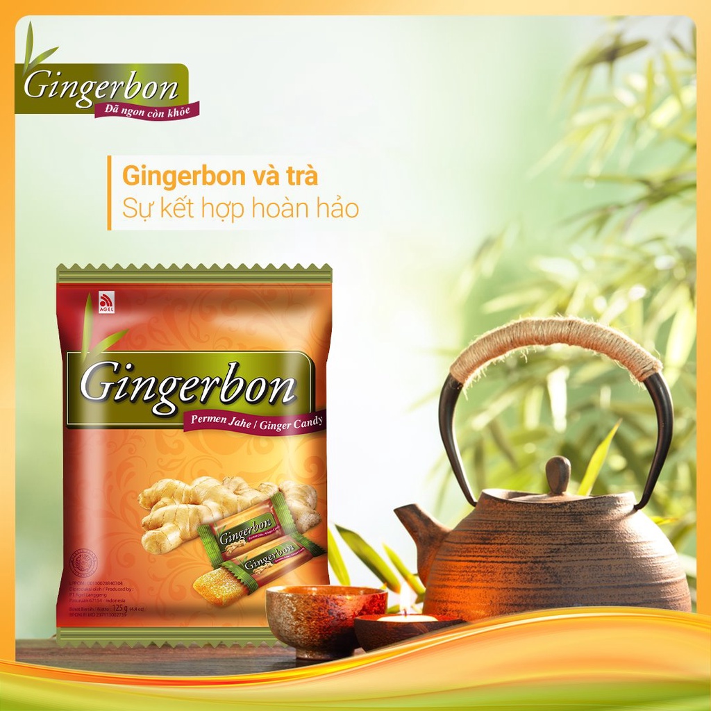 Kẹo Gừng Gingerbon Original/Chanh Mật Ong 125G/Gói - Kẹo Indonesia