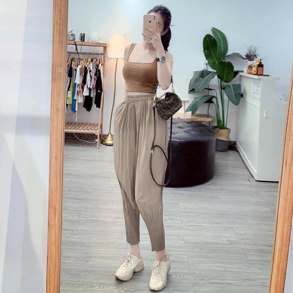 Áo 2 dây bản to có mút ngực dáng croptop- áo dây có đệm ngực chất zip co dãn cao cấp A630 SUTANO