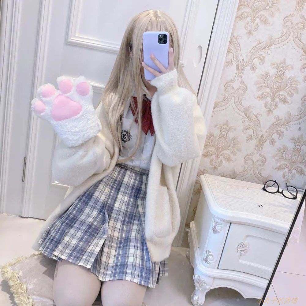 Găng Tay Len Hình Móng Vuốt Mèo Dễ Thương Cho Nữ