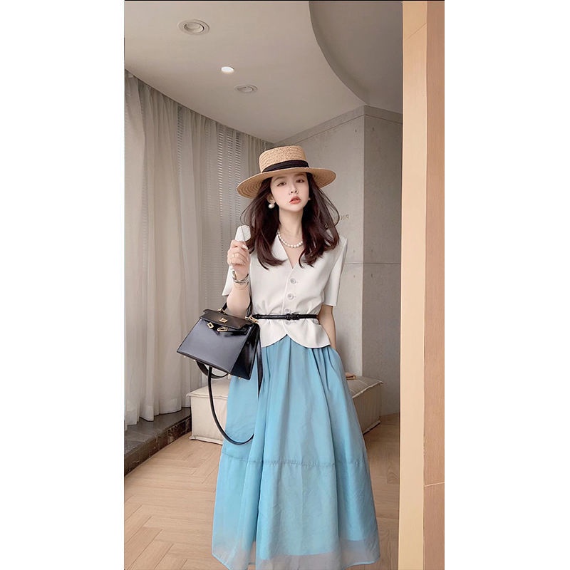 Bộ Đồ Tay Ngắn 2022 Thời Trang Xuân Hè Phong Cách Hàn Quốc Dễ Phối Đồ Thanh Lịch Dễ Phối Đồ Cho Văn Phòng