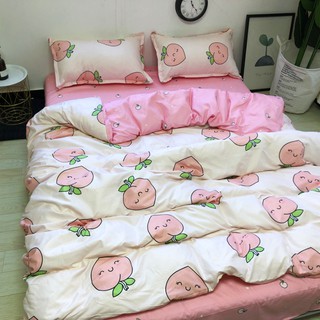 Bộ chăn ga gối chất Poly Coton Nhập Cao Cấp Mẫu ĐÀO HỒNG Cho Bé Gái