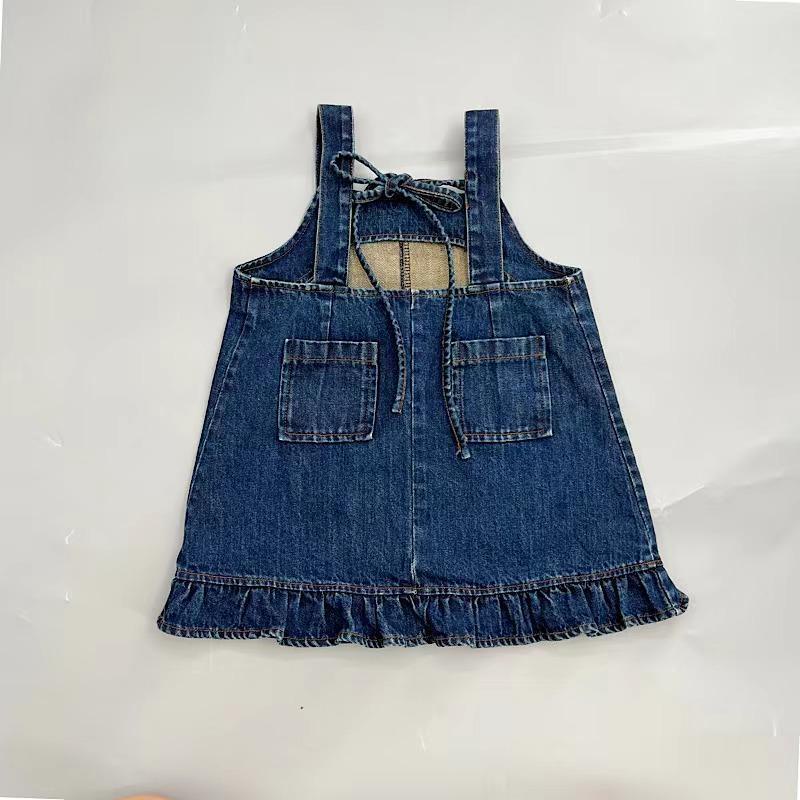 Set Áo Thun Ngắn Tay + Đầm Yếm Denim Mỏng Mùa Hè Mới Cho Bé Gái