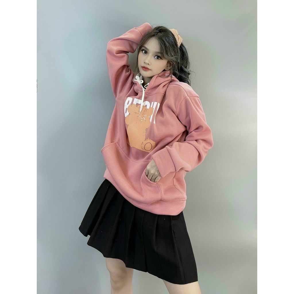 [Ảnh Thật] Áo Khoác Hoodie Nỉ Bear Bechy Form rộng Unisex Nam Nữ Couple đều mặc được