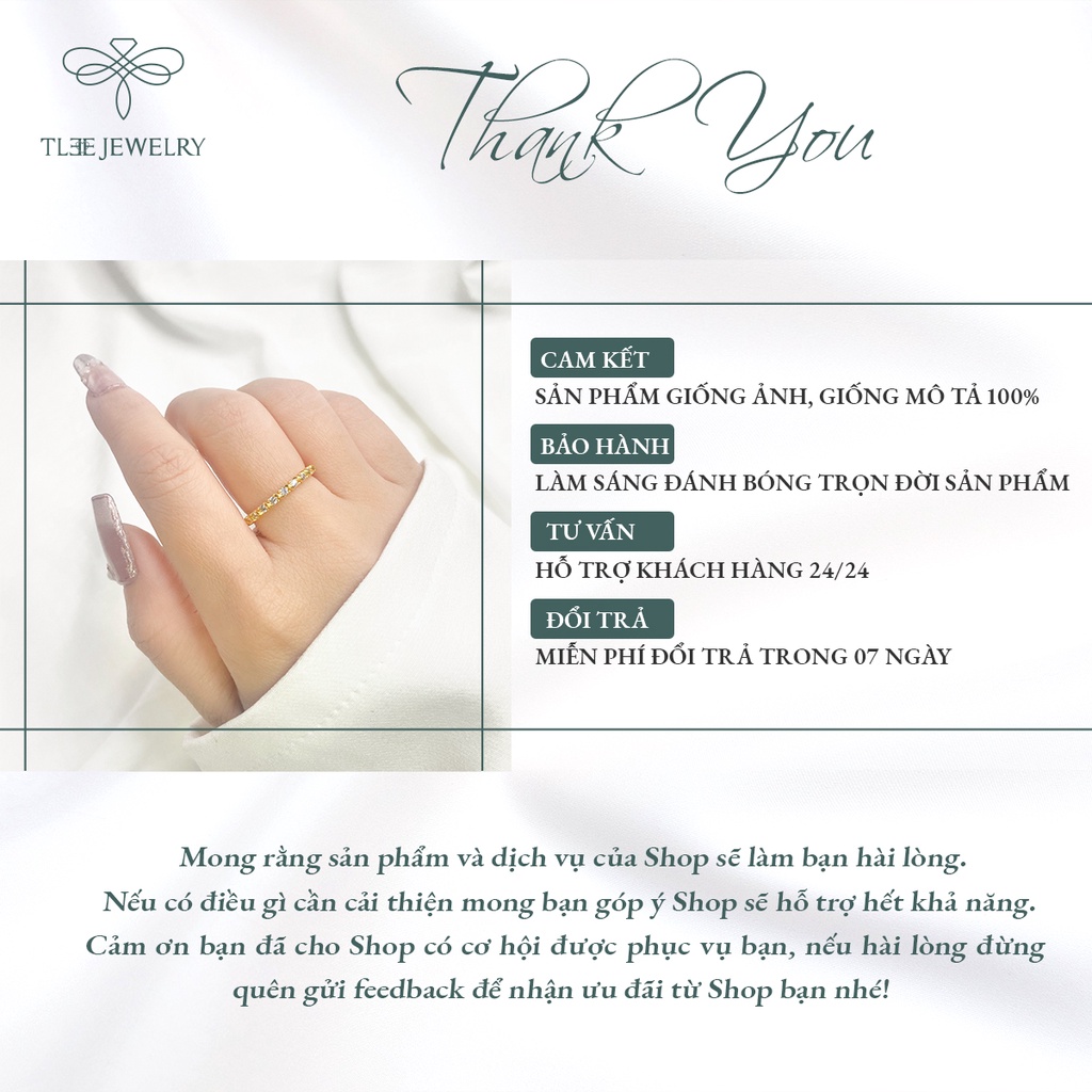 Nhẫn bạc nữ TLEE mạ vàng 14k viền đá bao xoắn sang trọng NCJ A0138