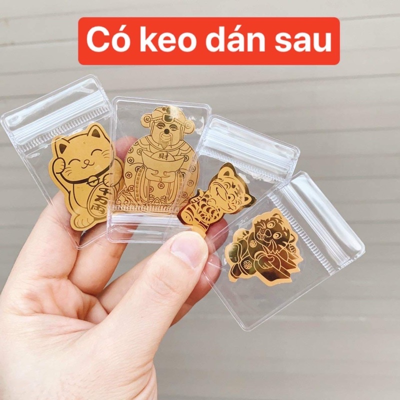 Miếng dán Mạ Vàng Mèo Thần Tài - Hổ Thần Tài - Ông Thần Tài - Tết 2022