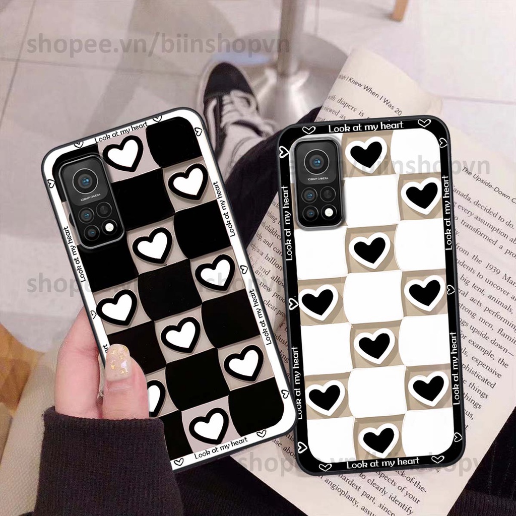 Ốp Xiaomi Mi 10T Pro caro trái tim nhiều màu sắc, đầy cá tính, khẳng định phong cách
