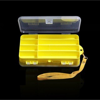 [GIÁ RẺ]Hộp đựng mồi lure nhỏ 2 mặt 12 ngăn màu vàng 19x11.5x5cm,hộp đựng mồi giả câu lure .
