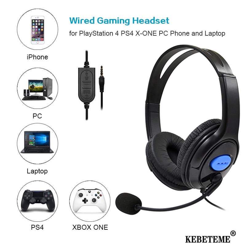 Tai Nghe Chơi Game KEBIDUMEI Có Dây Giắc Cắm 3.5mm Tích Hợp Mic Cho Máy Tính/Máy Chơi Game PS4