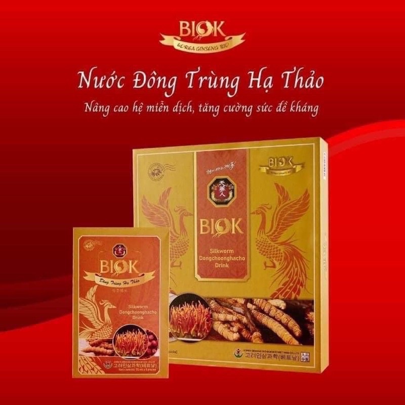 [HÀNG MỚI] Nước uống Đông Trùng Hạ Thảo BIOK, bổ sung năng lượng. Gói 70ml. Thực phẩm tăng sức đề kháng