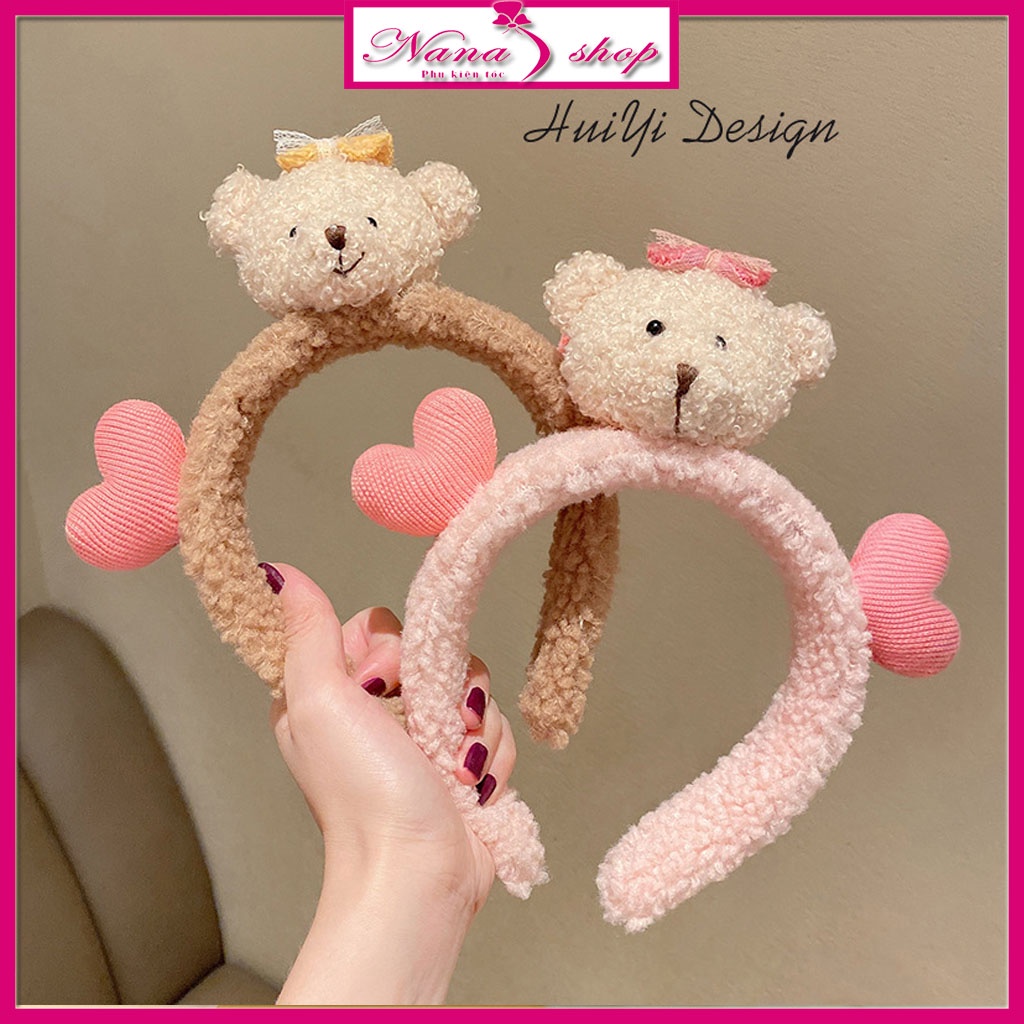 Bờm rửa mặt con gấu trái tim dễ thương xinh xắn đáng yêu phong cách Hàn Quốc phụ kiện tóc Nana Shop