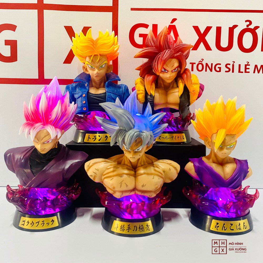 Mô hình Dragon Ball SonGoku , SonGohan , Gogeta , Trunks bán thân + có led cao 16-18cm , figure 7 viên ngọc rồng sogoku