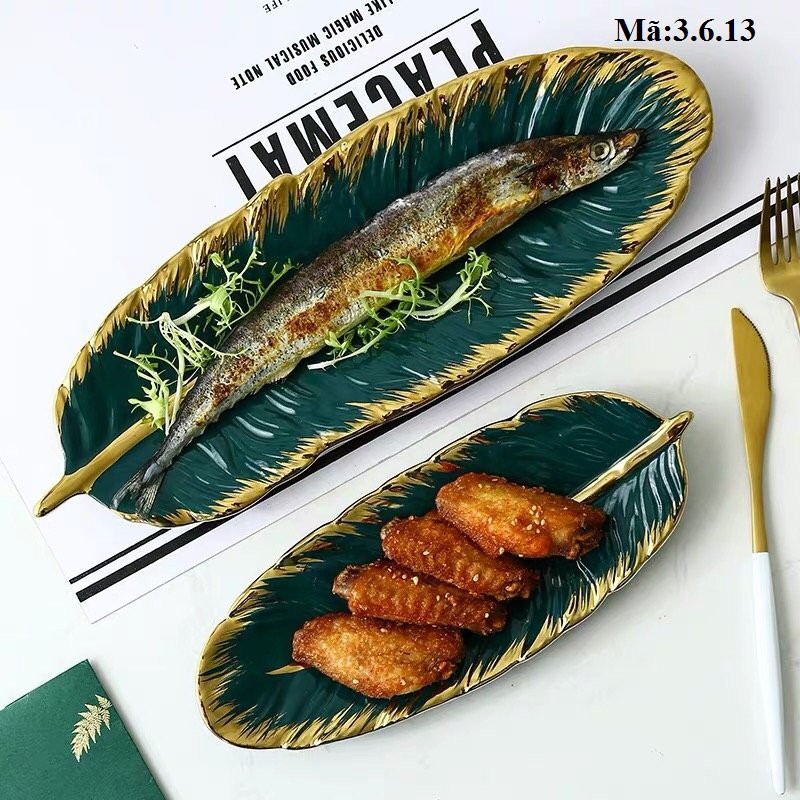 Đĩa sứ hình lá chuối, đĩa sứ cao cấp, sang trọng, đĩa decor, đựng hoa quả , bánh kẹo: 3.6.13
