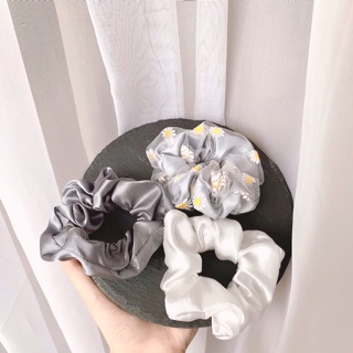 Scrunchies combo 2 phi bóng 1 hoạ tiết
