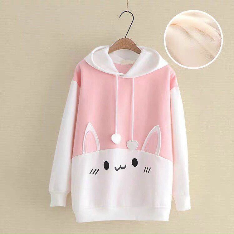 ÁO KHOÁC HOODIE MÈO DỊU DÀNG CỰC CUTE SWEATER BỀN MÀU 1KENZ