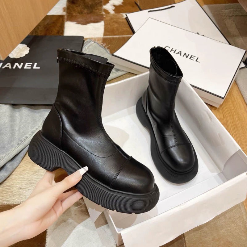 Bốt nữ đế bánh mì cổ lỡ (mã F06- trơn) | BigBuy360 - bigbuy360.vn