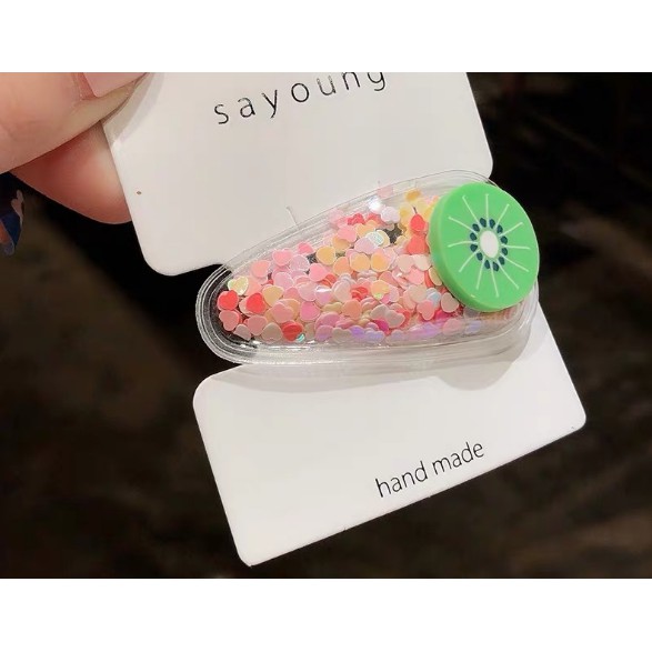 BẤM TÓC MÁI HÌNH TRÁI CÂY CÓ KIM TUYẾN PK110