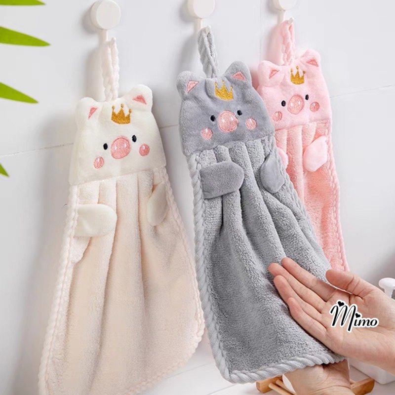 Khăn lau tay nhà bếp dễ thương động vật vải cotton mềm mịn siêu thấm, khăn đa năng treo tường size 36*22cm