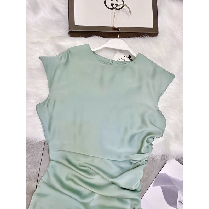 [Mã SKAMA06 giảm 8% tối đa 50K đơn 250K] VNU271 - VÁY LỤA XANH NGỌC TAY HẾN RÚT SƯỜN | BigBuy360 - bigbuy360.vn