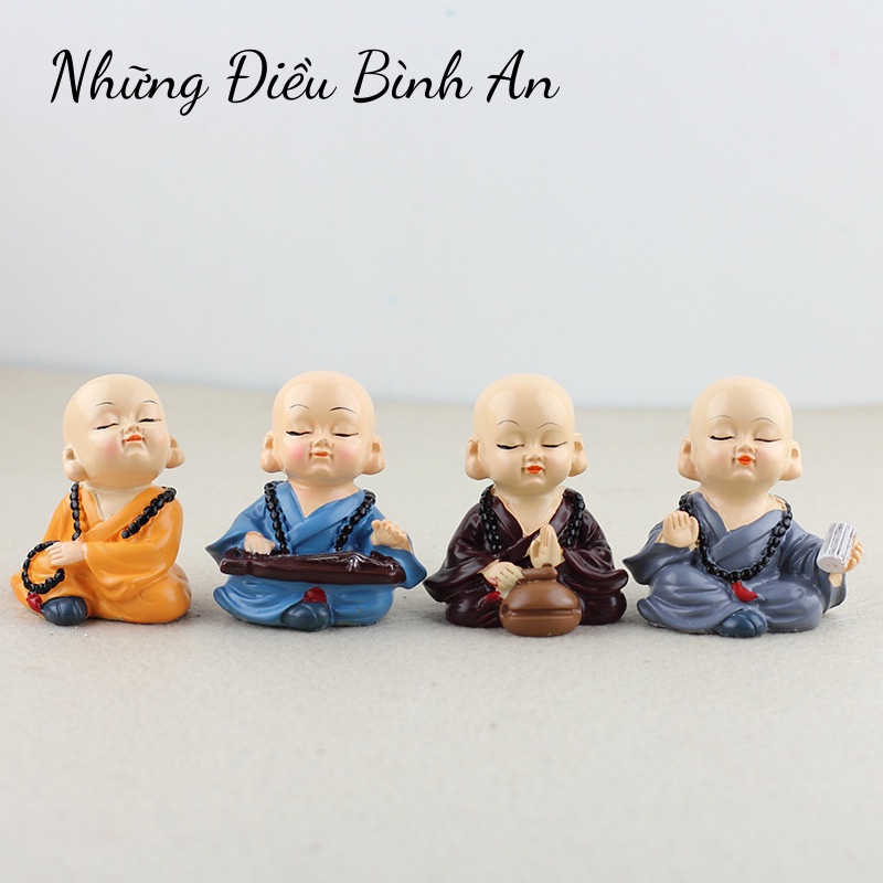Tượng chú tiểu cầm kì thi họa KÈM ĐẾ KEO mang lại an nhiên trong cuộc sống 💕FREESHIP 50k💕 - Những Điều Bình An