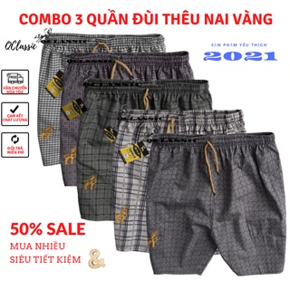 Combo 6 quần đùi nam - thêu nai vàng - siêu tiết kiệm
