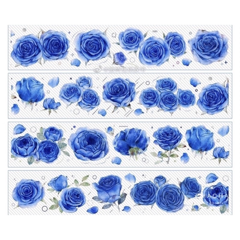 Washi tape hoa hồng xanh chiết 1 chu kì