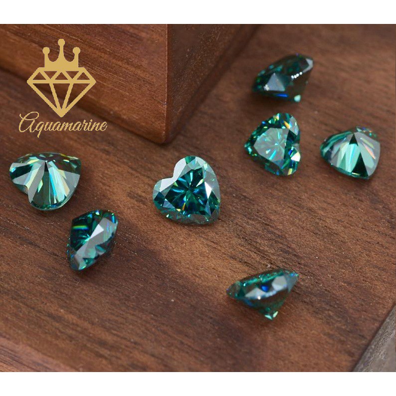 Kim cương nhân tạo Moissanite Heart Green