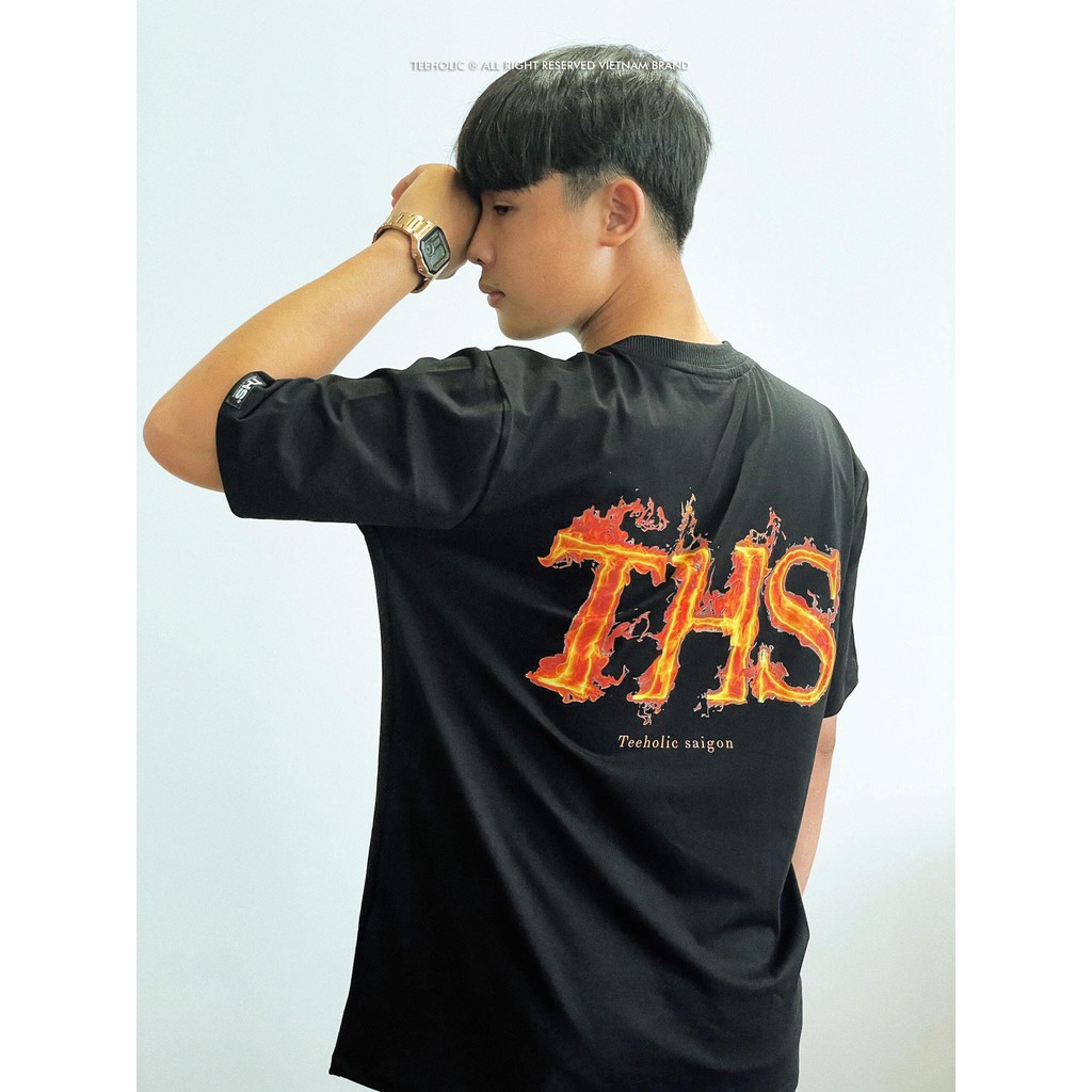 Áo Thun Unisex TeeHolic In Hình Logo THS Lửa - Màu đen, trắng, xanh dương