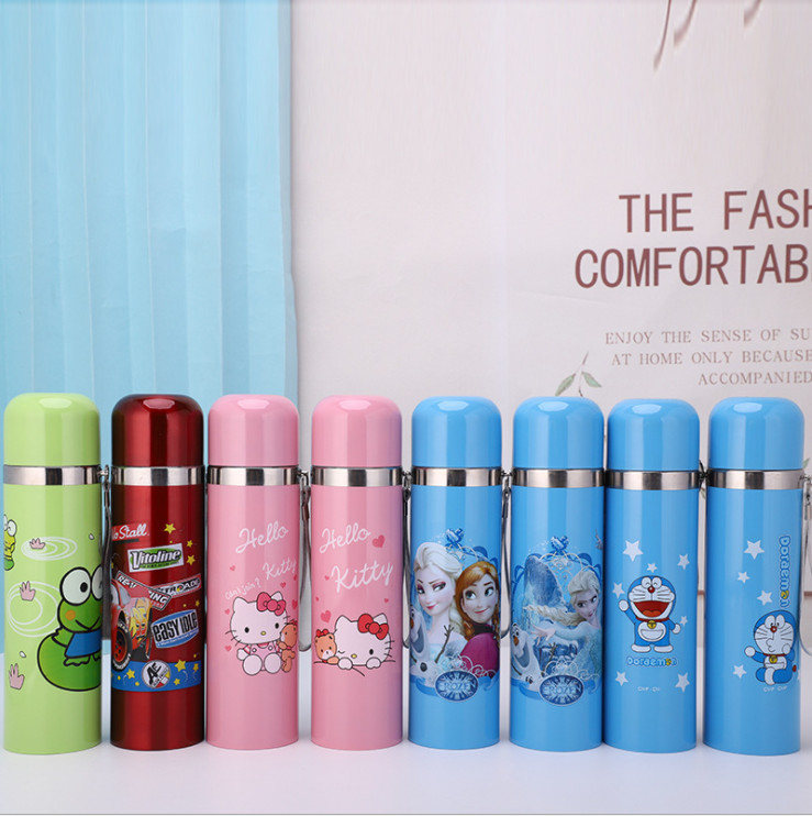 Bình Giữ Nhiệt 500ml In Hình Nhân Vật Hoạt Hình Mickey Doremon Elsa