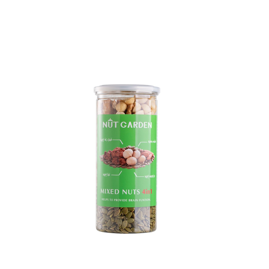 Hỗn Hợp Mix 4 Loại Hạt Siêu Dinh Dưỡng NUT GARDEN - Macca, Óc Chó, Hạnh Nhân, Bí Xanh - 500gr | BigBuy360 - bigbuy360.vn