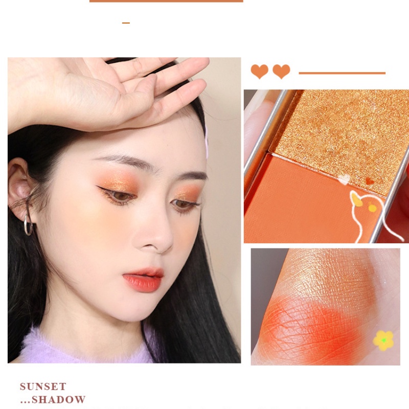 Bảng phấn mắt HANRU hai màu lì và ánh ngọc trai kết hợp với vỏ kim tuyến lấp lánh