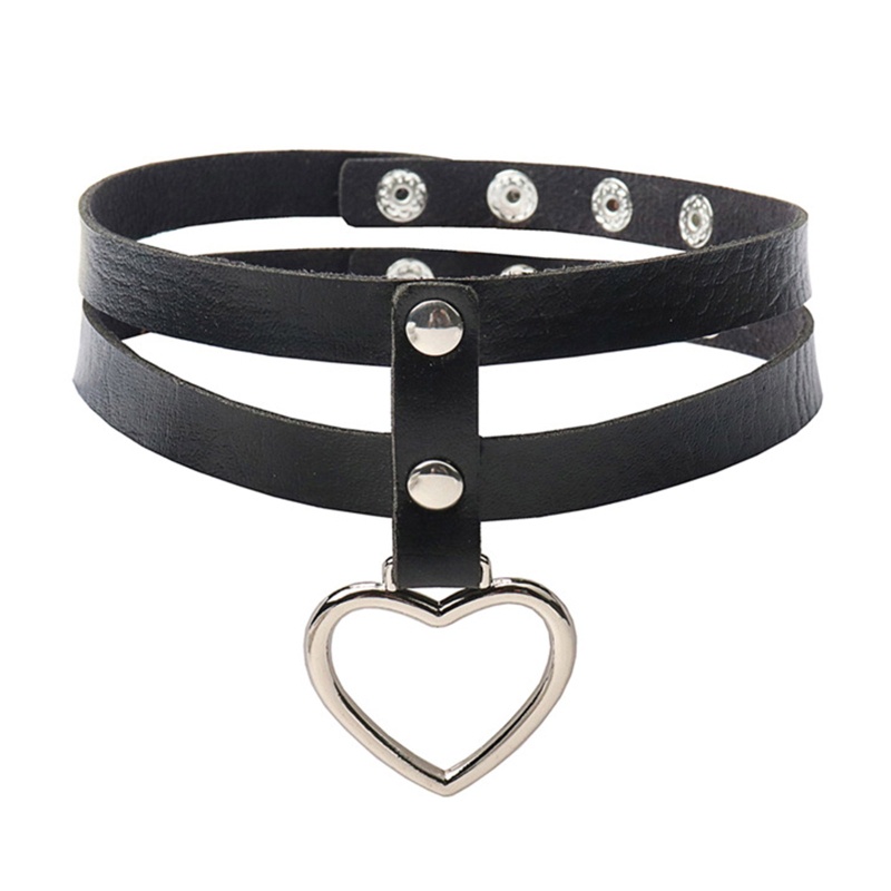 Vòng Cổ Choker Da PU Mặt Hình Trái Tim Phong Cách Gothic Punk Dành Cho Nữ