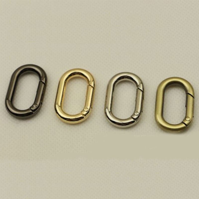 Bộ 2 móc khóa kim loại lò xo hình bầu dục gắn túi da/thắt lưng