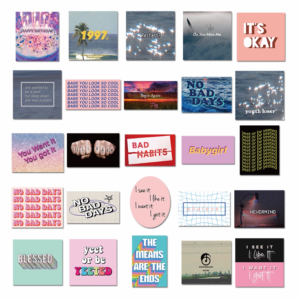 Set 50 miếng dán trang trí chống nước cho sổ tay/ laptop