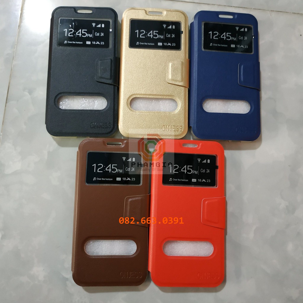 Ốp lưng Samsung A8 có đồng hồ xem giờ, chất liệu da sang trọng