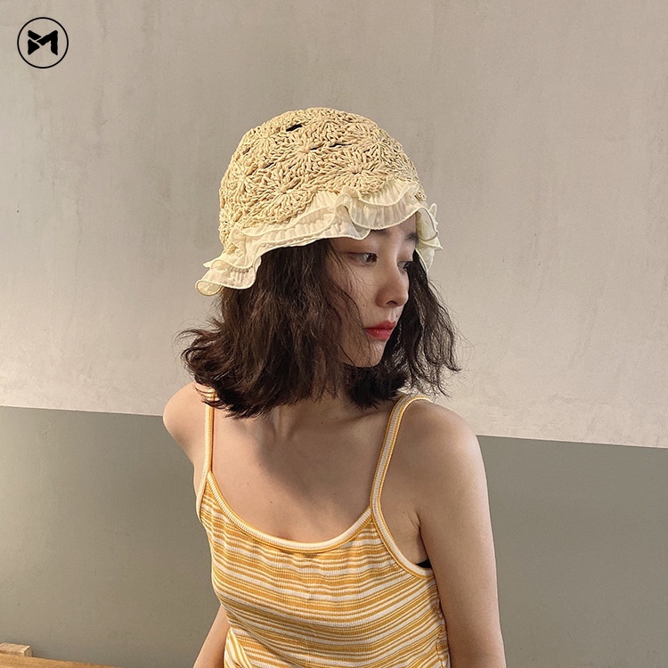 Nón Rơm Phối Ren Thời Trang Nữ Tính
