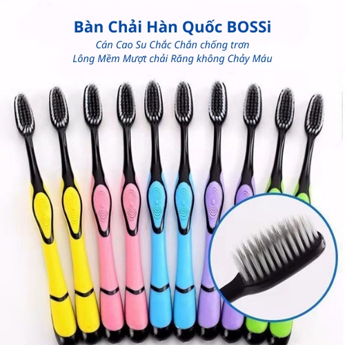 Bàn Chải Đánh Răng Hàn Quốc BOSSi,được làm từ Than Tre tốt cho Sức Khỏe, Lông Mềm Cán Chắc dùng cực thích.