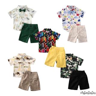 Bộ áo sơ mi + quần short phong cách thời trang dễ thương cho bé trai