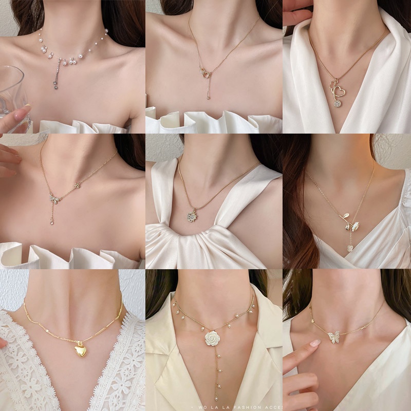 Vòng Cổ Choker Mặt Hình Trái Tim Và Bướm Phong Cách Hàn Quốc Dành Cho Nữ