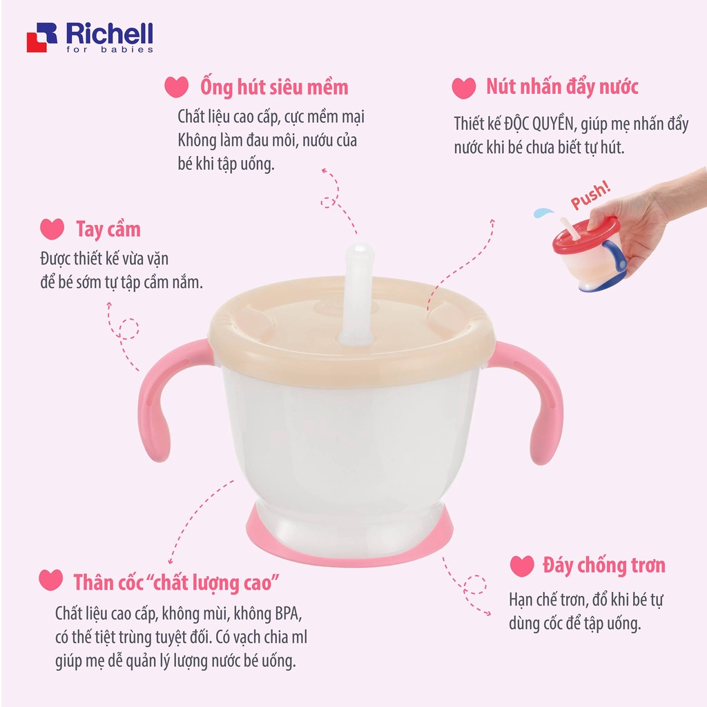 Cốc Tập Uống 3 Giai Đoạn Richell - Nhật Bản