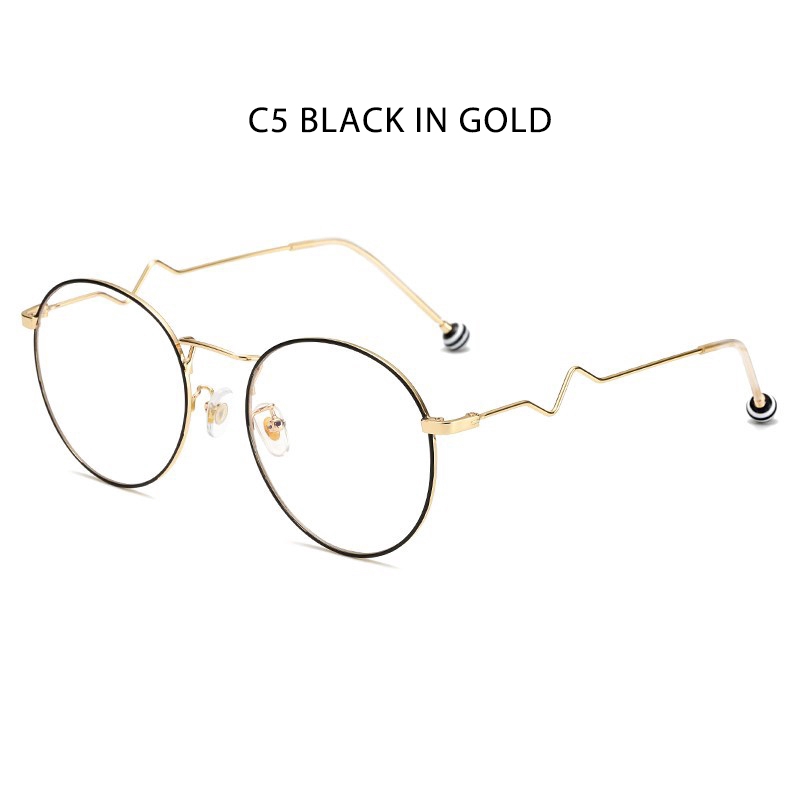 Mắt Kính Gọng Tròn Chống Bức Xạ Thời Trang Hàn Quốc Tròng Kính Thay Thế Được Cho Nữ