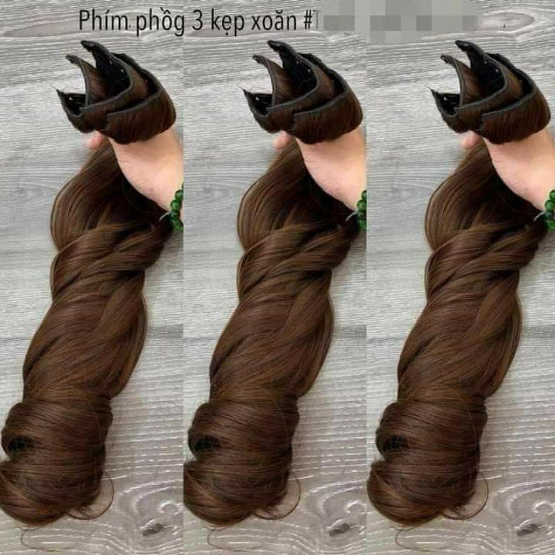 Set 3 tép nhỏ kẹp dải tóc giả xoăn dợn- Kèm Video và hình thật.