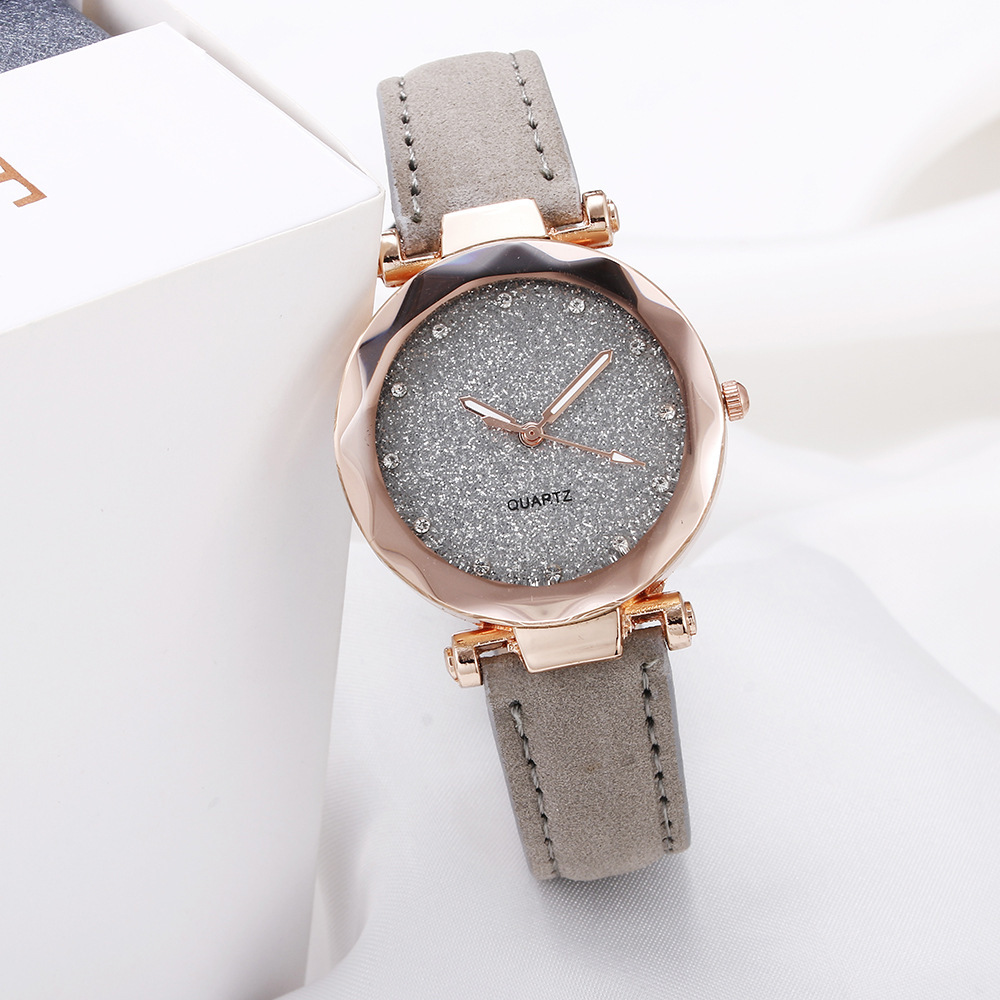 Đồng hồ mặt họa tiết bầu trời đầy sao lãng mạn xinh xắn cho nữ
