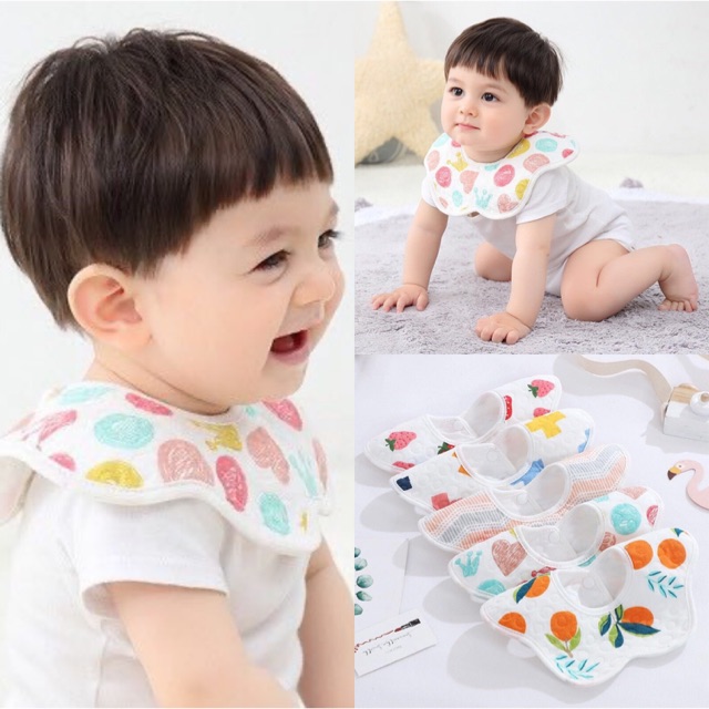 Bonstore yếm ăn dặm chống thấm yếm xoay 360 độ yếm dãi cho bé yếm cute