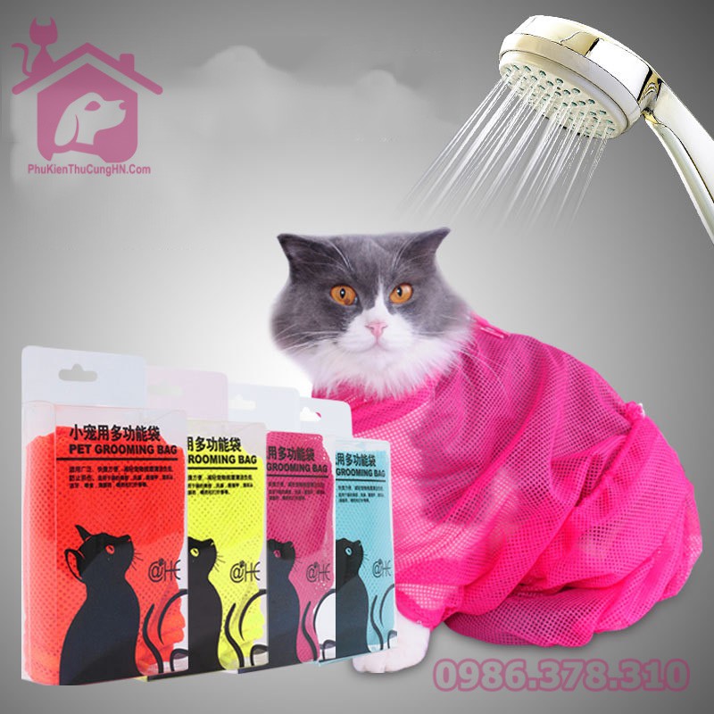 Túi lưới giữ mèo PET GROOMING BANG - Túi tắm mèo - Phụ kiện thú cưng Hà Nội