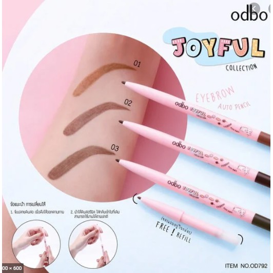 [TẶNG KÈM LÕI THAY THẾ] Chì Kẻ Mày 2 Đầu Odbo Joyful Collection Eyebrown Auto Pencil