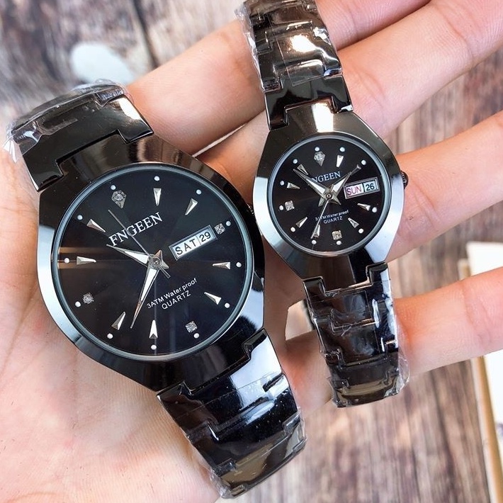 Đồng hồ nam nữ FNGEEN FC mặt tròn có lịch thứ lịch ngày, dây thép không gỉ
