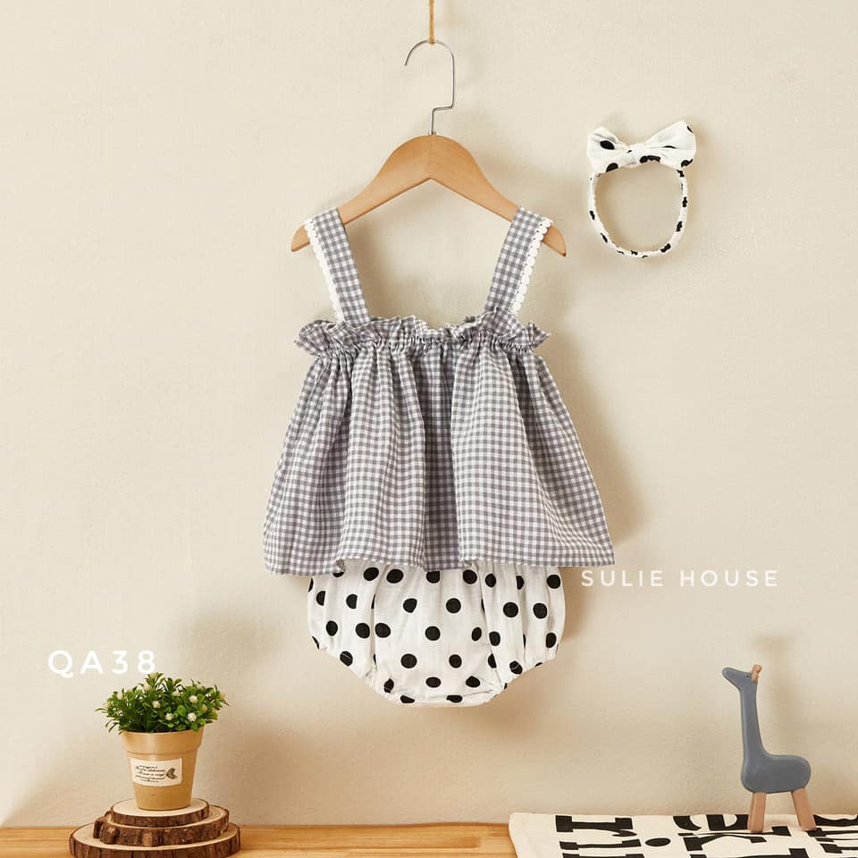 Set quần áo 2 dây kèm băng đô - QA38