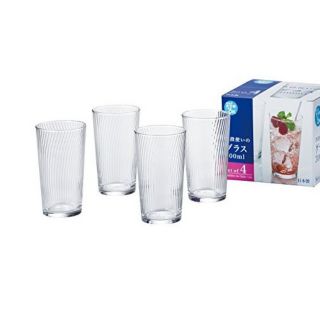 Set 4 cốc thủy tinh 300ml họa tiết vân dọc