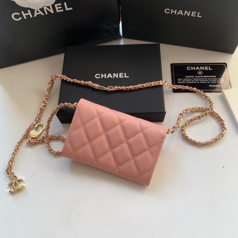 Túi đeo chéo nữ 𝘾𝙝𝙖𝙣𝙚𝙡 Channel CN da thật cao cấp size mini có thể làm ví cầm tay tiện lợi